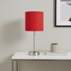 20" Silver Metal Table Lamp LED With Red Drum Shade