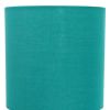 20" Silver Metal Table Lamp LED With Teal Blue Drum Shade