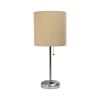 20" Silver Metal Table Lamp LED With Tan Drum Shade