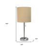 20" Silver Metal Table Lamp LED With Tan Drum Shade