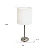 20" Silver Metal Table Lamp LED With White Drum Shade