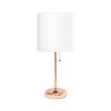 20" Rose Gold Metal Table Lamp LED With White Drum Shade