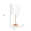 20" Rose Gold Metal Table Lamp LED With White Drum Shade