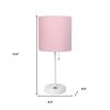 20" White Metal USB Table Lamp LED With Light Pink Drum Shade