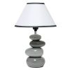 15" Light Gray And Dark Gray Ceramic Novelty Table Lamp With White Empire Shade