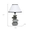 15" Light Gray And Dark Gray Ceramic Novelty Table Lamp With White Empire Shade