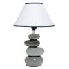 15" Light Gray And Dark Gray Ceramic Novelty Table Lamp LED With White Empire Shade