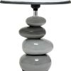 15" Light Gray And Dark Gray Ceramic Novelty Table Lamp LED With White Empire Shade