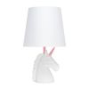 16" White And Pink Novelty Table Lamp With White Drum Shade