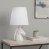 16" White And Pink Novelty Table Lamp With White Drum Shade
