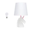 16" White And Pink Novelty Table Lamp LED With White Drum Shade