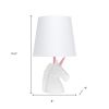16" White And Pink Novelty Table Lamp LED With White Drum Shade