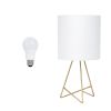 14" Gold Metal Tripod Table Lamp LED With White Drum Shade
