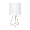 14" Gold Metal Tripod Table Lamp LED With White Drum Shade
