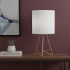 14" Gold Metal Tripod Table Lamp LED With White Drum Shade