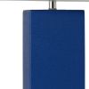 21" Blue Faux Leather Table Lamp With White Shade