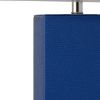 21" Blue Faux Leather Table Lamp With White Shade