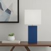 21" Blue Faux Leather Table Lamp With White Shade
