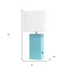 21" Aqua Faux Leather USB Table Lamp LED With White Shade