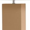 21" Beige Faux Leather USB Table Lamp LED With White Shade