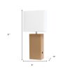 21" Beige Faux Leather USB Table Lamp LED With White Shade