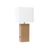 21" Beige Faux Leather USB Table Lamp LED With White Shade