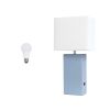 21" Periwinkle Faux Leather USB Table Lamp LED With White Shade