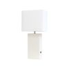21" White Faux Leather USB Table Lamp LED With White Shade