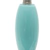 24" Light Blue And Silver Glass And Metal Novelty Table Lamp With White Drum Shade