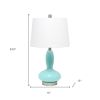 24" Light Blue And Silver Glass And Metal Novelty Table Lamp With White Drum Shade