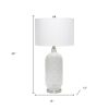 30" White Glass Novelty Table Lamp With White Drum Shade