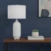 30" White Glass Novelty Table Lamp With White Drum Shade