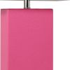 21" Hot Pink Faux Leather Table Lamp With White Shade