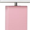 21" Pink Faux Leather Table Lamp With White Shade