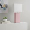 21" Pink Faux Leather Table Lamp With White Shade