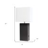 21" Brown Faux Leather USB Table Lamp With White Shade