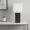21" Brown Faux Leather USB Table Lamp With White Shade