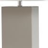 21" Gray Faux Leather USB Table Lamp With White Shade