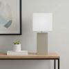 21" Gray Faux Leather USB Table Lamp With White Shade