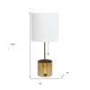 19" Gold Metal USB Table Lamp With White Drum Shade