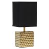 12" Gold Ceramic Table Lamp With Black Shade