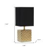 12" Gold Ceramic Table Lamp With Black Shade