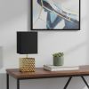 12" Gold Ceramic Table Lamp With Black Shade