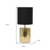 12" Gold Ceramic Table Lamp With Black Drum Shade