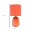 10" Orange Ceramic Round Table Lamp With Orange Drum Shade
