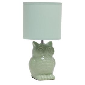 13" Sage Ceramic Novelty Table Lamp With Sage Drum Shade