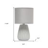 11" Gray Ceramic Round Table Lamp With Gray Drum Shade