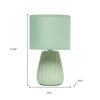 11" Sage Ceramic Round Table Lamp With Sage Drum Shade