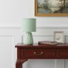 11" Sage Ceramic Round Table Lamp With Sage Drum Shade