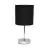 12" Silver Metal Table Lamp LED With Black Drum Shade